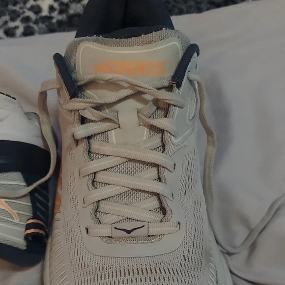 Hoka Womens  Cream and Black Athletic Shoes - Picture 13 of 14